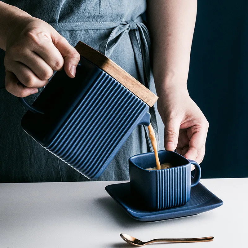 Nordic Antique Designer Wood Cover Coffee Ceramic Tea Cup Set Coffee Cups Pots Set with Stainless Steel Stainer Gift Box Gift, Customized color
Nordic Antique Designer Wood Cover Coffee Ceramic Tea Cup Set Coffee Cups Pots Set with Stainless Steel Stainer Gift Box Gift, Customized color