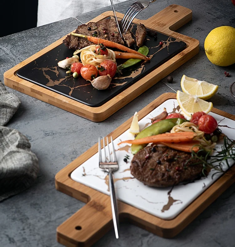Golden marbling ceramic household round western Chopping block dessert plate square steak plate tray
Golden marbling ceramic household round western Chopping block dessert plate square steak plate tray