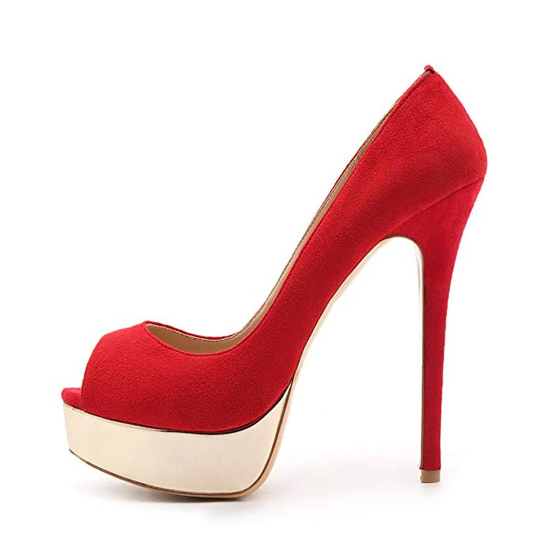Factory Wholesale Large Size Ladies Elegant Peep Toe Red Suede Party Platform Stiletto High Heels Pumps
Factory Wholesale Large Size Ladies Elegant Peep Toe Red Suede Party Platform Stiletto High Heels Pumps
