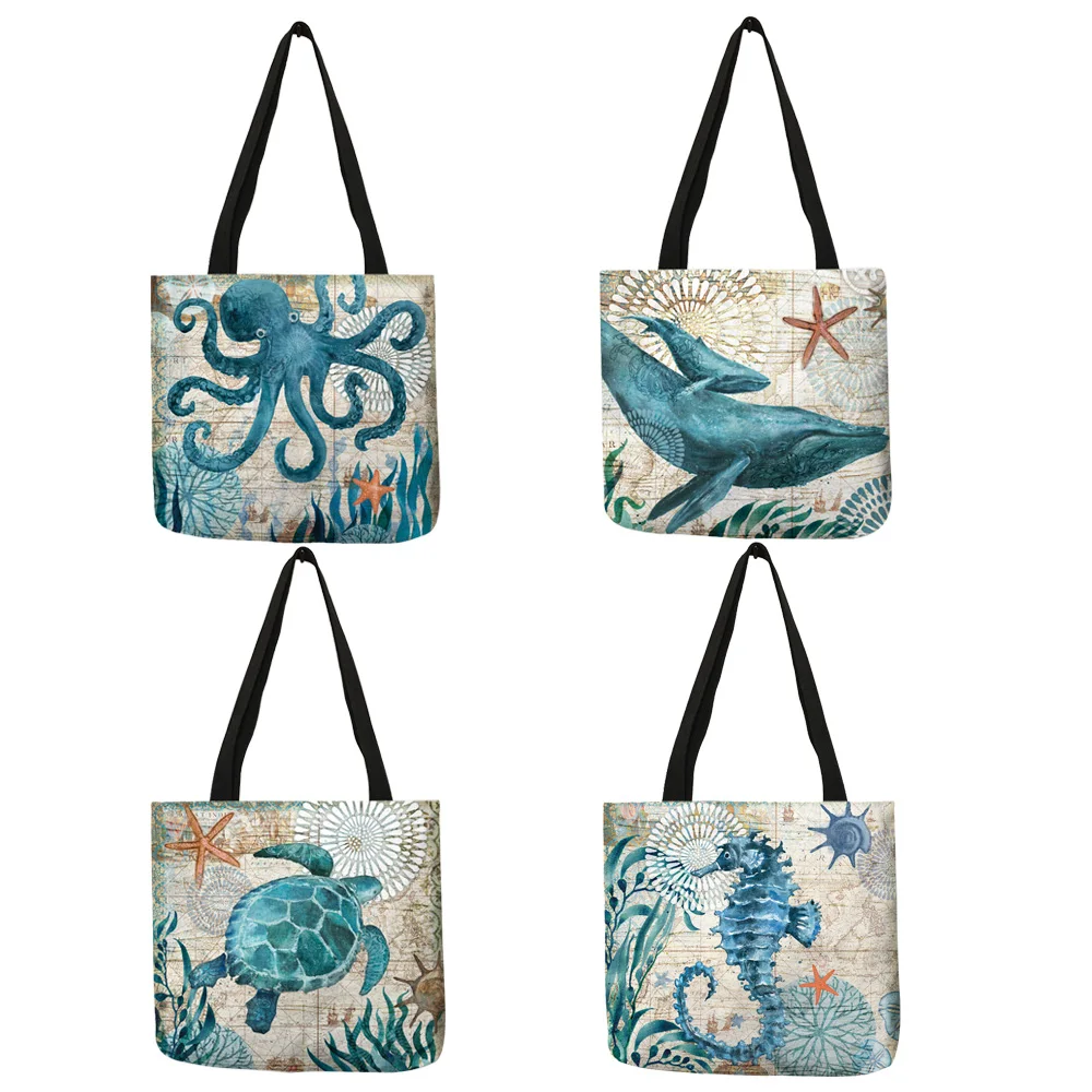 Women Canvas jute Shoulder Bag Colorful Sea turtles Printed Tote Handbag Natural Linen Jute Beach Bag For Holiday, Customizable
Women Canvas jute Shoulder Bag Colorful Sea turtles Printed Tote Handbag Natural Linen Jute Beach Bag For Holiday, Customizable