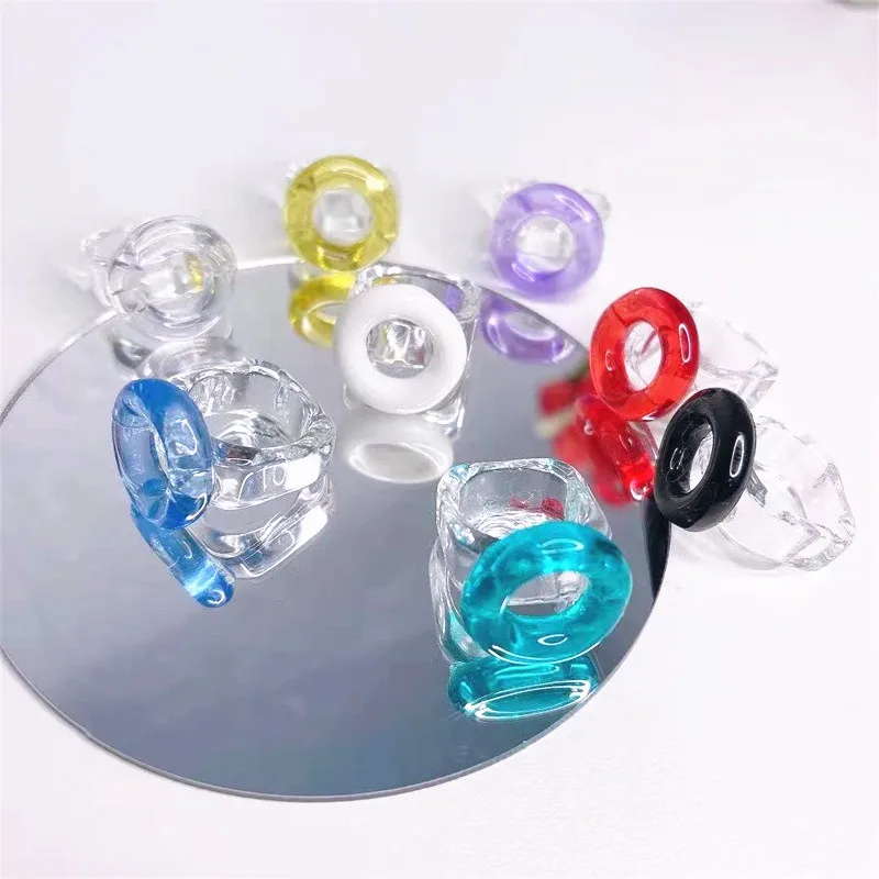 Unique Transparent Donut Resin Ring Women Chunky Finger Rings for Party, As pictures
Unique Transparent Donut Resin Ring Women Chunky Finger Rings for Party, As pictures
