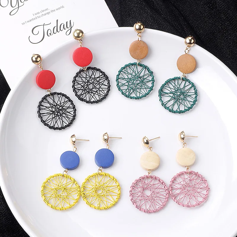 Simple Multicolor String Dream Catcher Drop Earrings Colorful Double Layer Round Wood Pendant Earring For Girls
Simple Multicolor String Dream Catcher Drop Earrings Colorful Double Layer Round Wood Pendant Earring For Girls