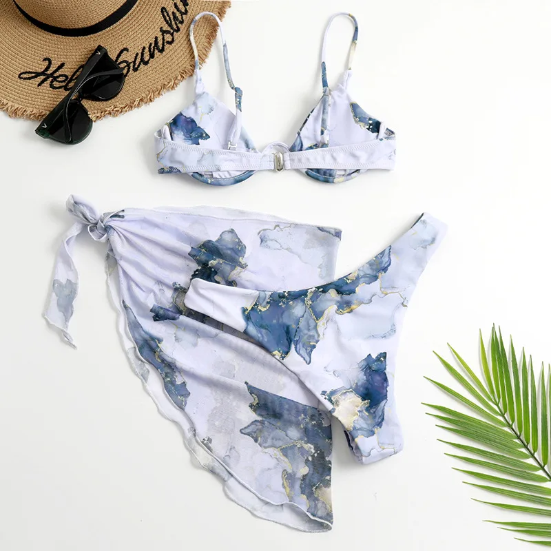 Summer elegant ladies 3 pack Water Color Underwire Bikini set Boho Swimsuit & Beach Skirt, Blue
Summer elegant ladies 3 pack Water Color Underwire Bikini set Boho Swimsuit & Beach Skirt, Blue