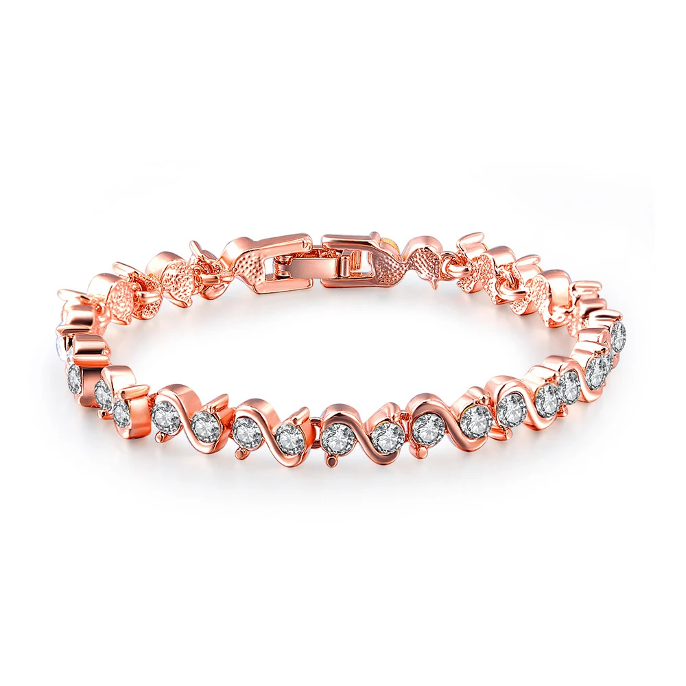 Women Elegant Chain Charm Bracelet Birthday Party Gift Women's Fashion Jewellery Rose Gold Crystal Tennis Bracelet
Women Elegant Chain Charm Bracelet Birthday Party Gift Women's Fashion Jewellery Rose Gold Crystal Tennis Bracelet
