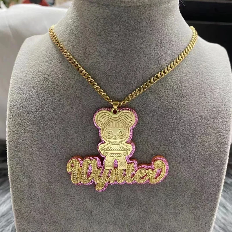 INS hip hop custom jewelry gift acrylic nameplate necklace cartoon character necklace for women
INS hip hop custom jewelry gift acrylic nameplate necklace cartoon character necklace for women