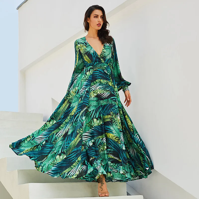 Printed V-neck boho dress, long-sleeved chiffon dress woman, long dresses women maxi casual
Printed V-neck boho dress, long-sleeved chiffon dress woman, long dresses women maxi casual