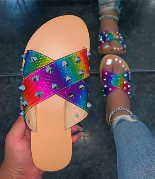 New 2020 Sandals Women's Slippers European Style Slipper Rivet Shoes Women Slippers For Ladies, Black, color, orange, serpentine
New 2020 Sandals Women's Slippers European Style Slipper Rivet Shoes Women Slippers For Ladies, Black, color, orange, serpentine