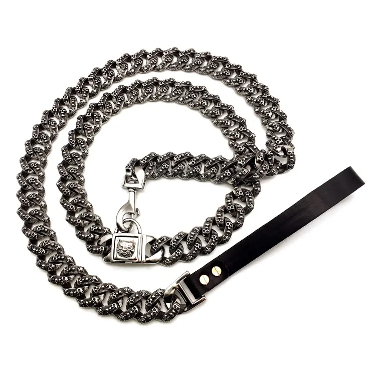 stainless steel chains in antique skull head link bully dog face buckle with hook leather metal luxury dog collar and leash set, Gold ,silver or customized
stainless steel chains in antique skull head link bully dog face buckle with hook leather metal luxury dog collar and leash set, Gold ,silver or customized