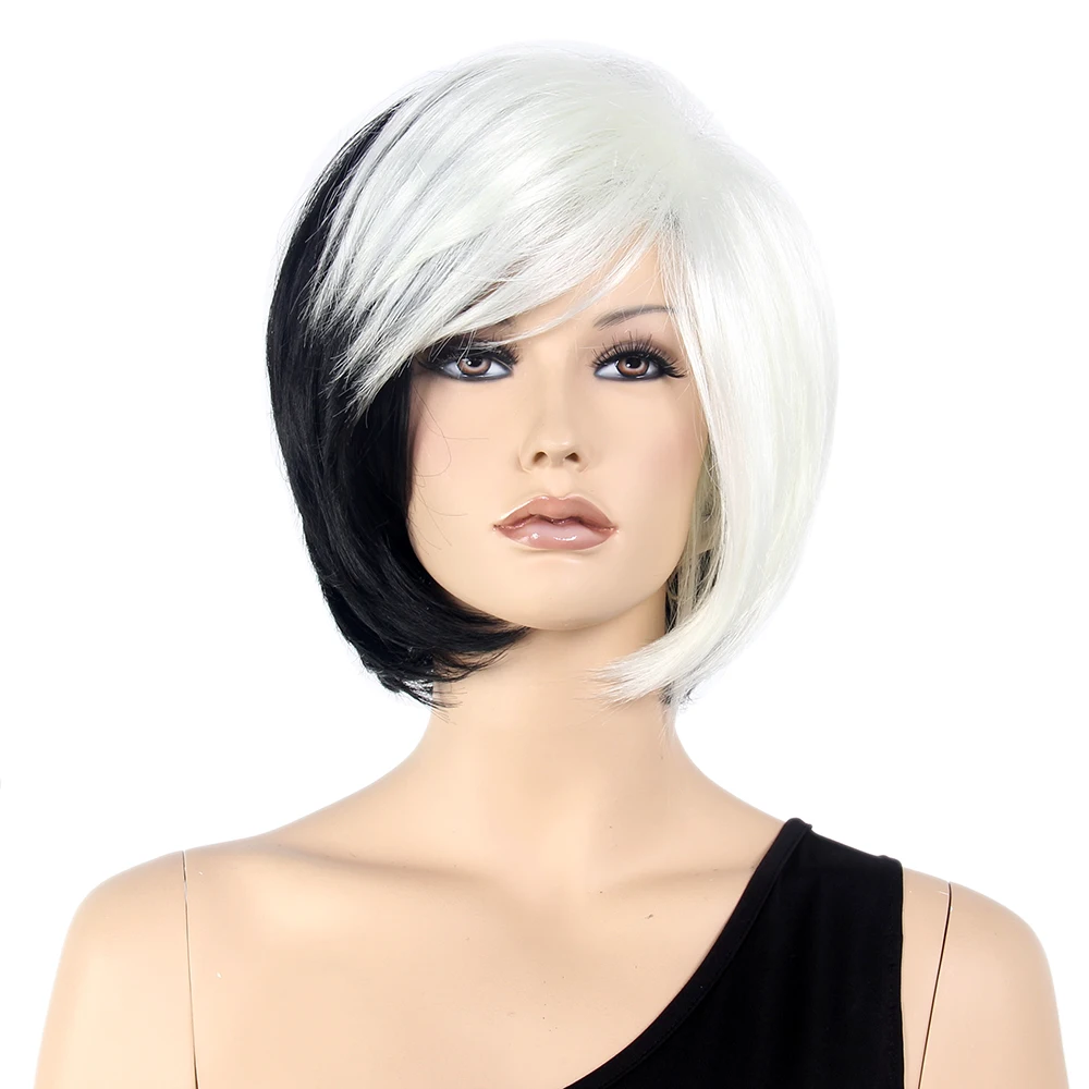 ST Guangzhou Factory Cosplay Wig Cruella Style Short Bob Synthetic Wigs Wholesale Prices For Halloween Wigs Synthetic Hair
ST Guangzhou Factory Cosplay Wig Cruella Style Short Bob Synthetic Wigs Wholesale Prices For Halloween Wigs Synthetic Hair
