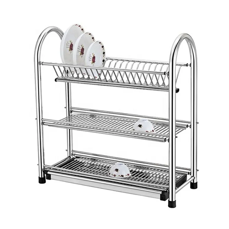 Household kitchen dish drying drainer stainless steel 3 tier dish rack, Silver
Household kitchen dish drying drainer stainless steel 3 tier dish rack, Silver