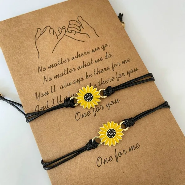 2021 New Sunflower Rope Chain Braided Bracelet Fashion Card Bracelet Women Fashion Christmas Gift Jewelry Wholesale, Gold color
2021 New Sunflower Rope Chain Braided Bracelet Fashion Card Bracelet Women Fashion Christmas Gift Jewelry Wholesale, Gold color