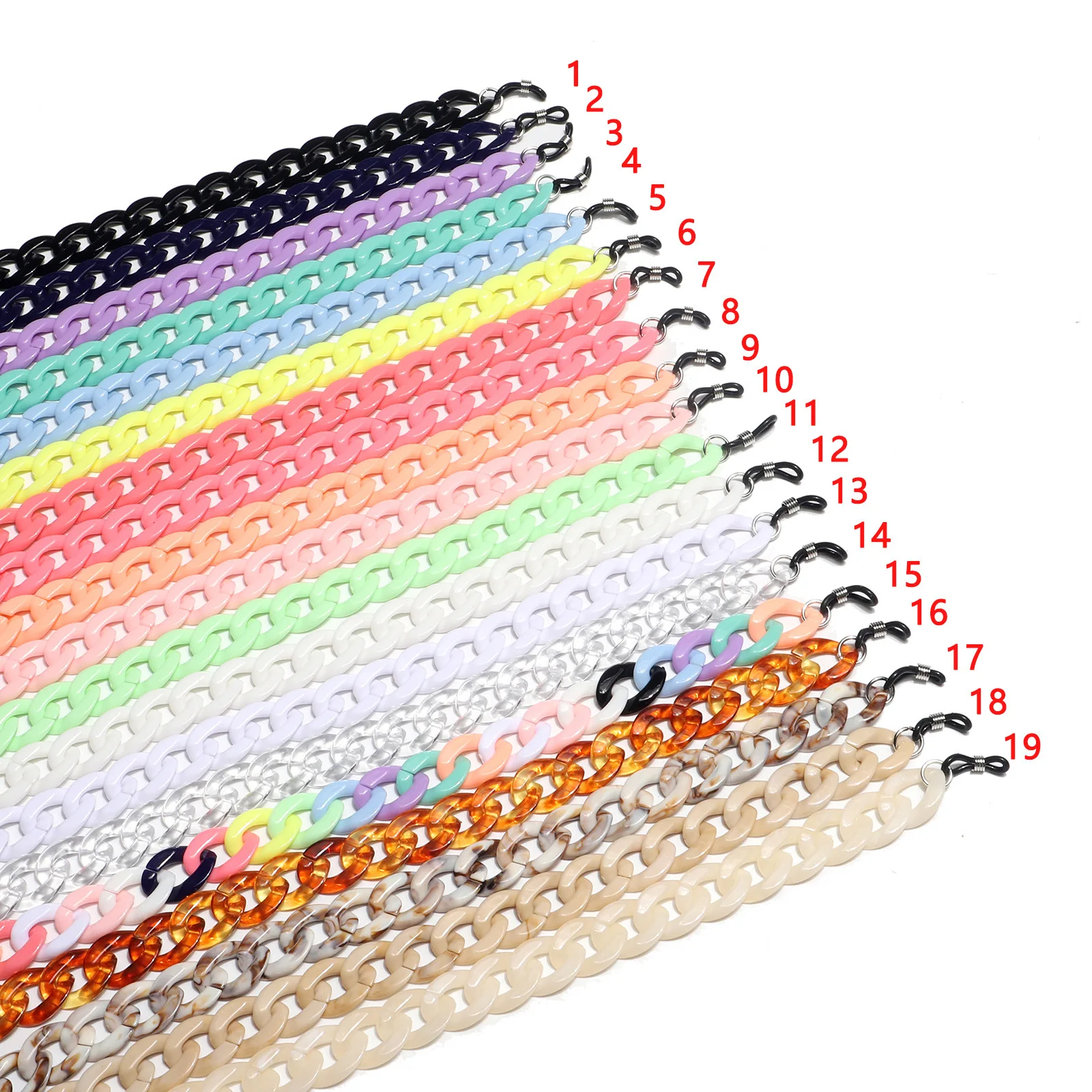 Hot Selling Concise Fashion Womens Sunglasses Chain Trendy Fashion Acrylic Multicolored Sunglasses Glasses Chain, 19 colors
Hot Selling Concise Fashion Womens Sunglasses Chain Trendy Fashion Acrylic Multicolored Sunglasses Glasses Chain, 19 colors