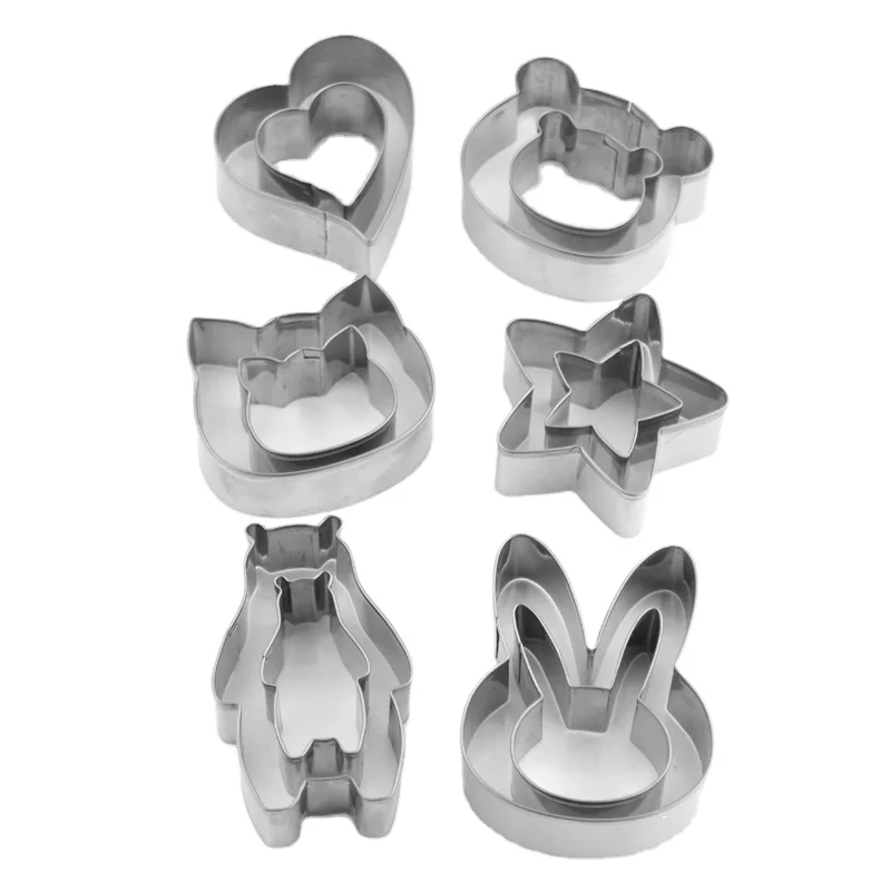 New Stainless Steel Animal 12-Piece Set Bear Rabbit Cat-Shaped Cookie Cutter Cake Printing DIY Baking cake Cutting Tools
New Stainless Steel Animal 12-Piece Set Bear Rabbit Cat-Shaped Cookie Cutter Cake Printing DIY Baking cake Cutting Tools