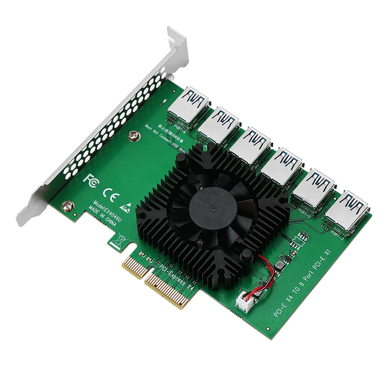 PCIEx4 one drag four graphics card converter board USB3.0 external graphics card with cooling fan pci-ex4 to x16
PCIEx4 one drag four graphics card converter board USB3.0 external graphics card with cooling fan pci-ex4 to x16