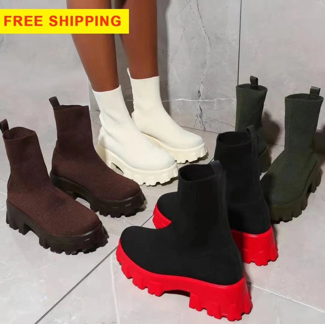 Free Shipping custom logo Fashion daily comfortable knitting platform short sock boots for women
Free Shipping custom logo Fashion daily comfortable knitting platform short sock boots for women