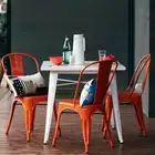 Knock Down Style Powder Coated Metal Iron Side Chair Cafe Restaurant Steel Chair Dining Room Furniture for sale