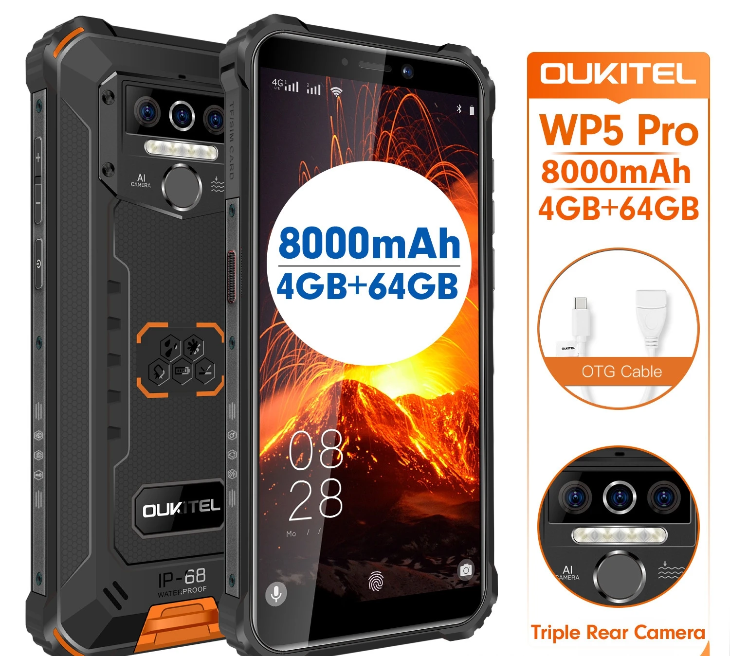 Ip68 Shockproof Waterproof Rugged Mobile Phone 4gb 64gb 8000mah Android 10 Triple Camera 6 Inch 4g Smartphone
Ip68 Shockproof Waterproof Rugged Mobile Phone 4gb 64gb 8000mah Android 10 Triple Camera 6 Inch 4g Smartphone