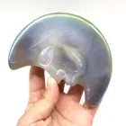 Factory customized hand carved electroplating crystal cluster moon for sale