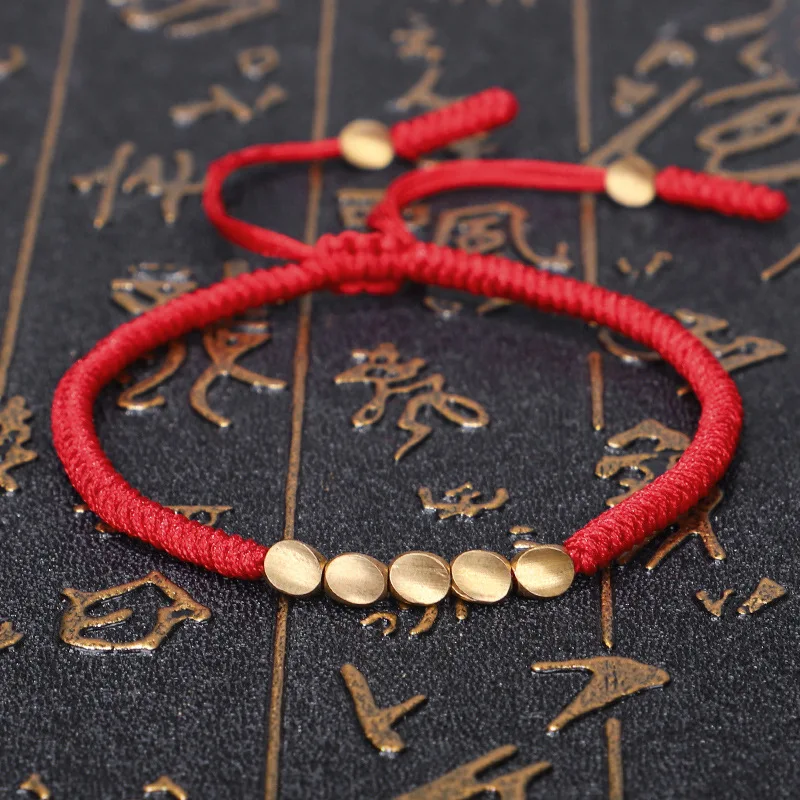 Creative hand-woven knotted red rope bracelet Tibetan buddhist irregular copper beads bracelet (SK1338), As picture
Creative hand-woven knotted red rope bracelet Tibetan buddhist irregular copper beads bracelet (SK1338), As picture
