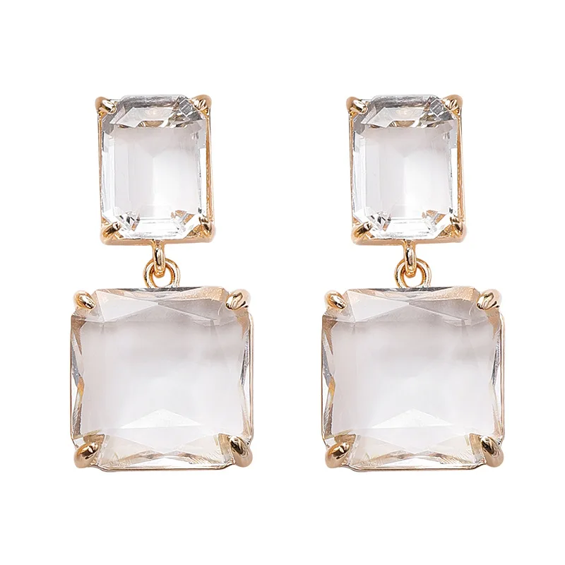 925 Silver Post Transparent Glass Crystal Double Square Drop Earrings Geometric Square Crystal Dangle Earrings
925 Silver Post Transparent Glass Crystal Double Square Drop Earrings Geometric Square Crystal Dangle Earrings