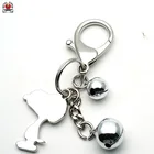 High quality wholesales custom logo with two silver small bell animal keychains zinc alloy vintage keychain