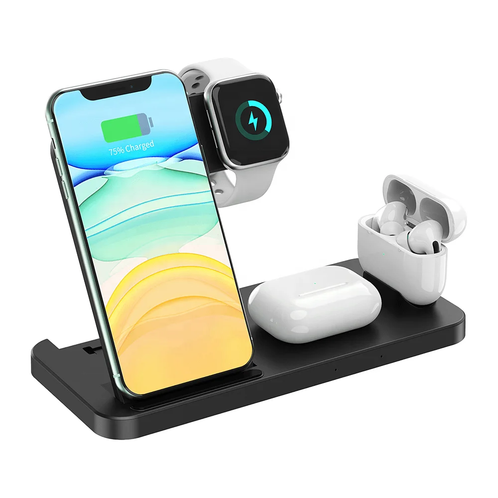 2021 Hot Selling 4 in 1 Smart Portable Qi Phone Holder Watch Fast Wireless Charging Station Pad Dock 10W Wireless Charger Stand, Black
2021 Hot Selling 4 in 1 Smart Portable Qi Phone Holder Watch Fast Wireless Charging Station Pad Dock 10W Wireless Charger Stand, Black