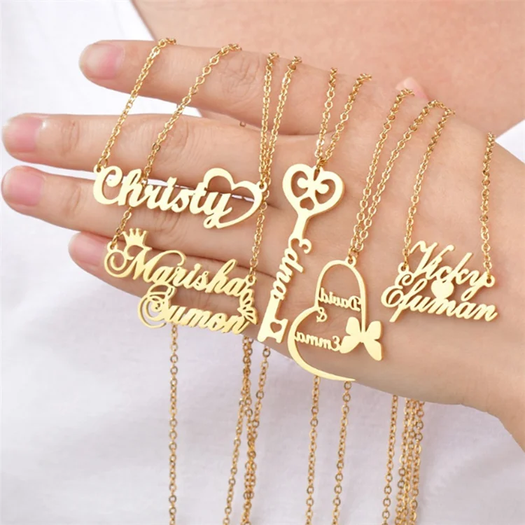 Wholesale Personalized Letter dangle charms Statement Necklaces Gold Plated Stainless Steel Custom Logo Name Pendant Necklace
Wholesale Personalized Letter dangle charms Statement Necklaces Gold Plated Stainless Steel Custom Logo Name Pendant Necklace
