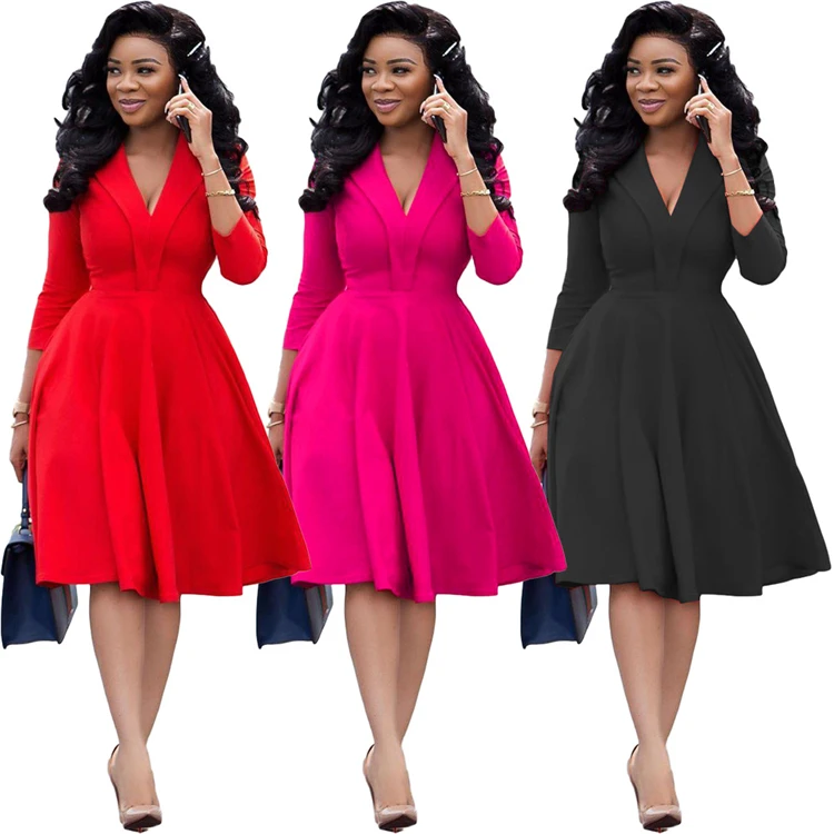 O9175-fashion long sleeve solid color dark v neck pleated dress ladies office wear designs
O9175-fashion long sleeve solid color dark v neck pleated dress ladies office wear designs
