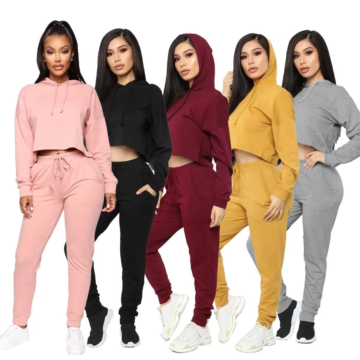 Custom Logo Stylish Women Tracksuit Crop Tops Hoodies and Jogging Sweatsuit 2 Piece Set, Picture
Custom Logo Stylish Women Tracksuit Crop Tops Hoodies and Jogging Sweatsuit 2 Piece Set, Picture