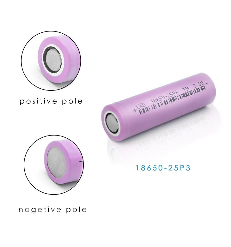 3C最高3.6v 2500mah 18650のリチウム イオン電池のリチウム円柱細胞 3