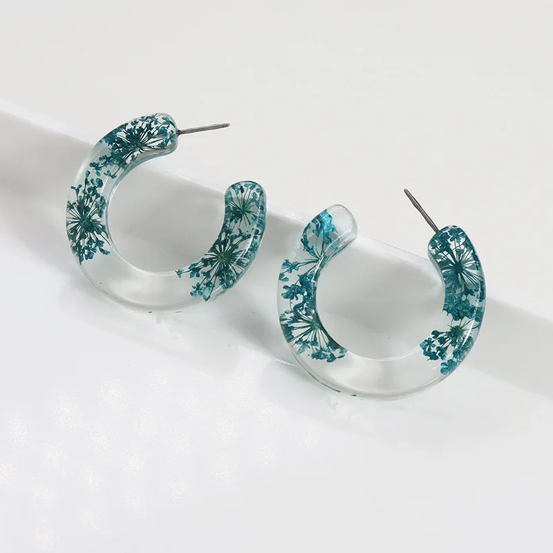 Fashion Round Bohemian Transparent Floral Earrings New Creative Romantic Dried Flower Resign Hoop Earrings, As picture
Fashion Round Bohemian Transparent Floral Earrings New Creative Romantic Dried Flower Resign Hoop Earrings, As picture