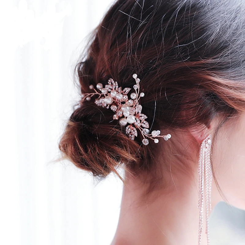 Rose Gold Rhinestone Crystal Pearl Flower Hair Comb Wedding Banquet Elegant Luxury Ladies Hair accessories
Rose Gold Rhinestone Crystal Pearl Flower Hair Comb Wedding Banquet Elegant Luxury Ladies Hair accessories