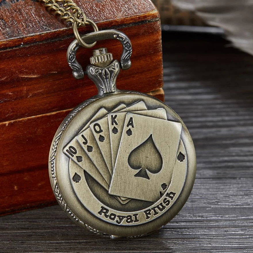 Royal Flush Poker Card Quartz Pocket Watch Large 4.5cm Diameter Fob Watches Retro Pocket Watch (KWT2197), As the picture
Royal Flush Poker Card Quartz Pocket Watch Large 4.5cm Diameter Fob Watches Retro Pocket Watch (KWT2197), As the picture