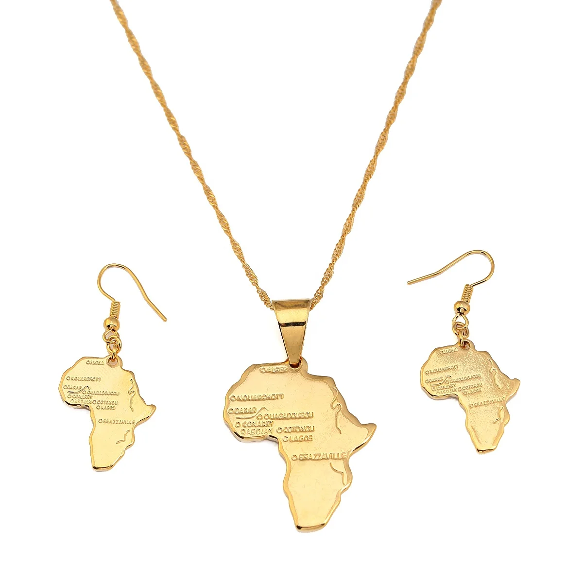 24k Gold Color Brass African Map Pendanr Necklace Earrings For Africa Women Party Jewelry Set
24k Gold Color Brass African Map Pendanr Necklace Earrings For Africa Women Party Jewelry Set
