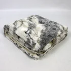 100% polyester marble printing faux fur throw blanket warm and comfortable rabbit fur blanket set for home