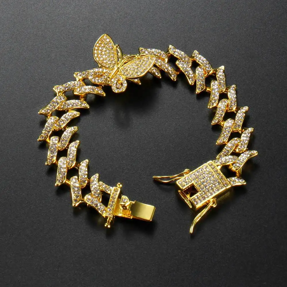 gold luxury miami diamond crystal Cuban link chain butterfly bracelet Icy punk women jewelry, Gold, silver
gold luxury miami diamond crystal Cuban link chain butterfly bracelet Icy punk women jewelry, Gold, silver