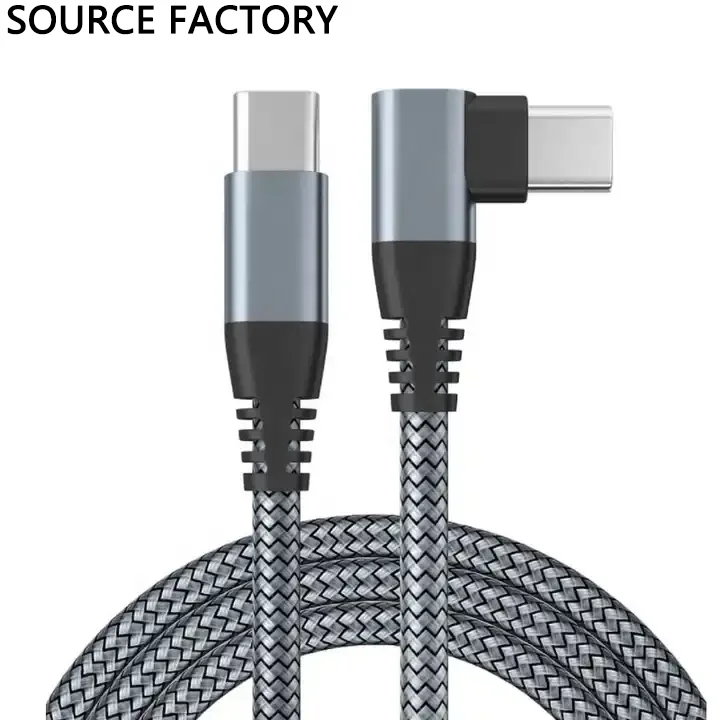 

Nylon Braid Type C To Type C 90 Degree 100W Cable 1m 2m 3m Fast USB Cable Charger Charging Usb C Type Cable