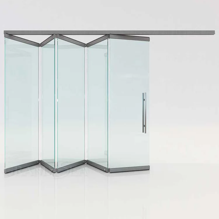 Commercial office partition safety tempered frameless glass folding doors interior prices