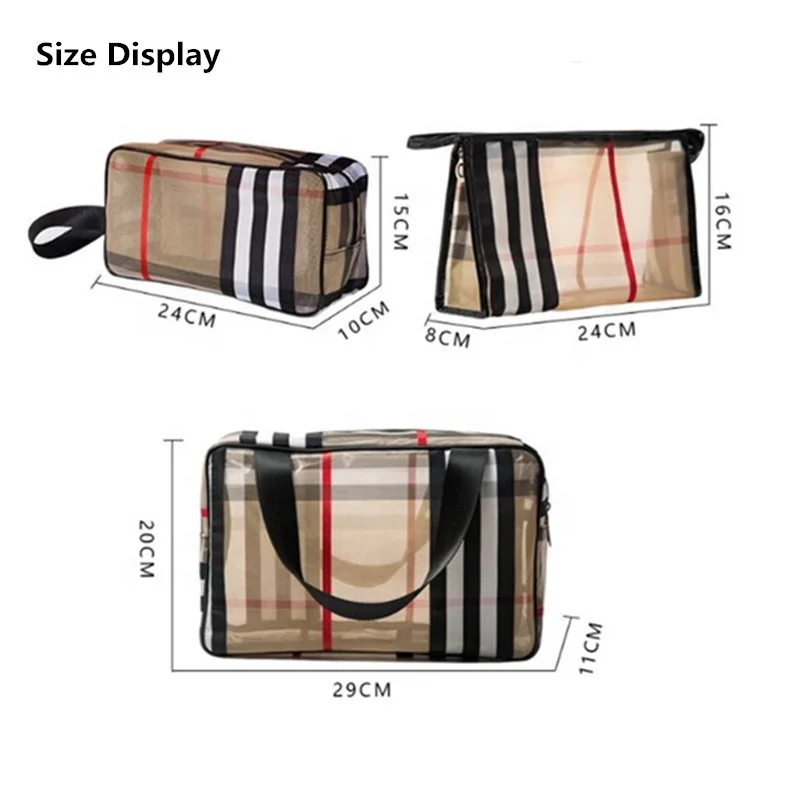 Custom Travel Fashion Bulk Clear PVC Washing Organizer Recycled Makeup Grid Mesh Makeup Bag Set
Custom Travel Fashion Bulk Clear PVC Washing Organizer Recycled Makeup Grid Mesh Makeup Bag Set