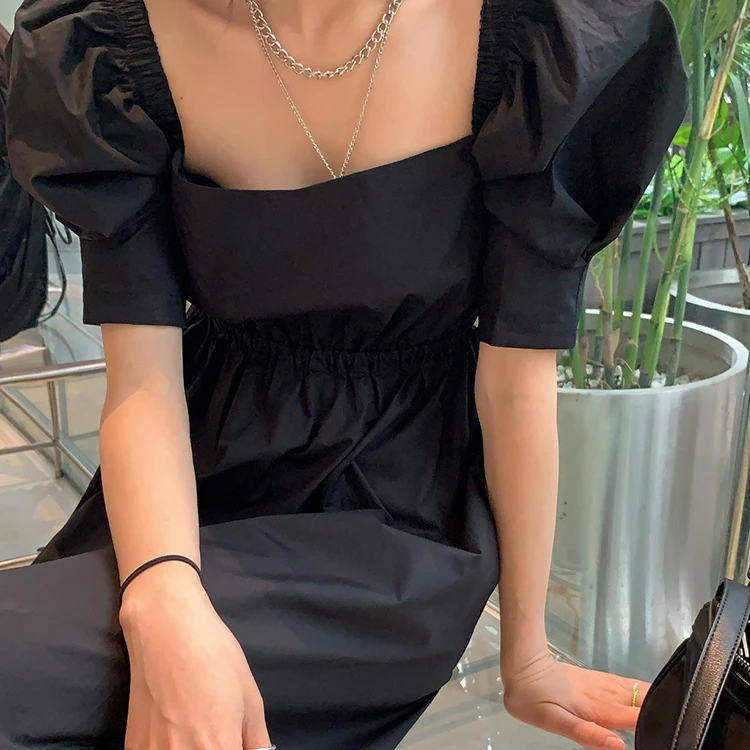 QA852 French Puff Short Sleeve Dress Female Summer 2021 Waistless Lace-up Korean Loose Casual Black Long Dress
QA852 French Puff Short Sleeve Dress Female Summer 2021 Waistless Lace-up Korean Loose Casual Black Long Dress
