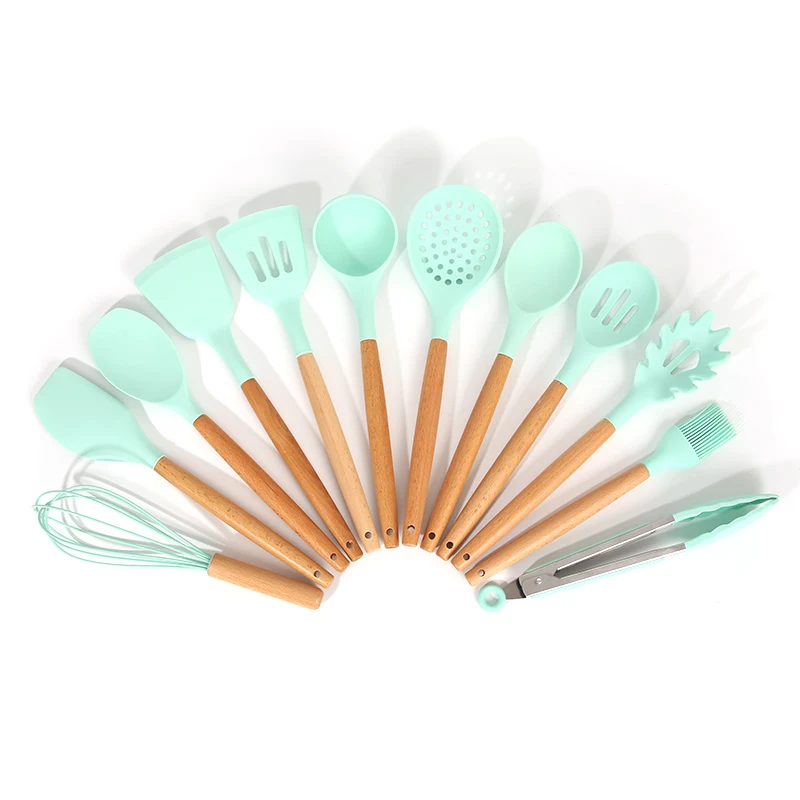 Amazon hot selling silicone wood kitchen cooking utensils 13 in 1 non stick kitchen cooking accessories, Green/custom
Amazon hot selling silicone wood kitchen cooking utensils 13 in 1 non stick kitchen cooking accessories, Green/custom
