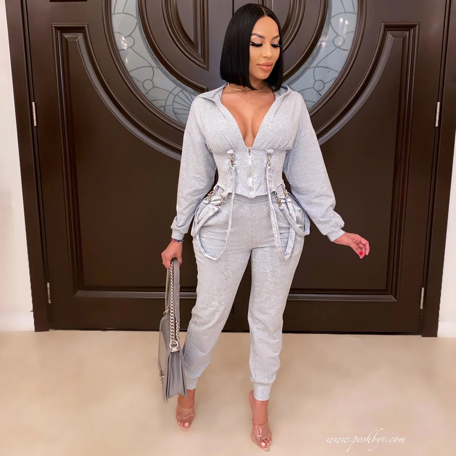 Casual Two Piece Pants Set Women Bandage Jacket Front Zipper & Solid Long Pants Outfits 2021 NEW Arrival
Casual Two Piece Pants Set Women Bandage Jacket Front Zipper & Solid Long Pants Outfits 2021 NEW Arrival
