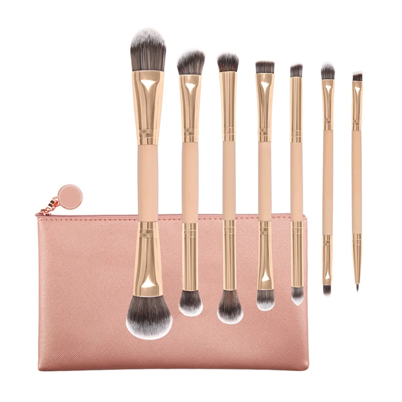 Private label dual ended makeup brush wood handle 7pcs double head makeup brush synthetic hair double ended makeup brush, Black, sliver, pink or customized
Private label dual ended makeup brush wood handle 7pcs double head makeup brush synthetic hair double ended makeup brush, Black, sliver, pink or customized
