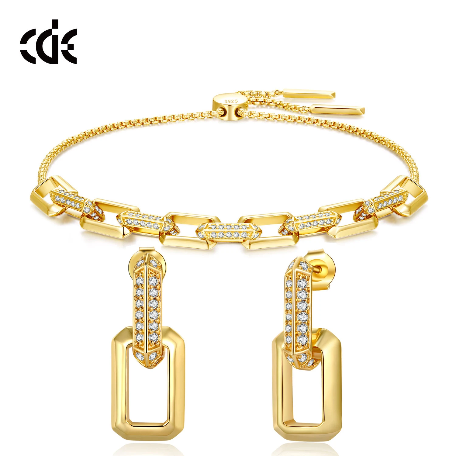 CDE YB0749+YE1758 Fine 925 Sterling Silver Jewelry Set Wholesale Zircon 18K Gold Plated Chain Jewelry Set
CDE YB0749+YE1758 Fine 925 Sterling Silver Jewelry Set Wholesale Zircon 18K Gold Plated Chain Jewelry Set