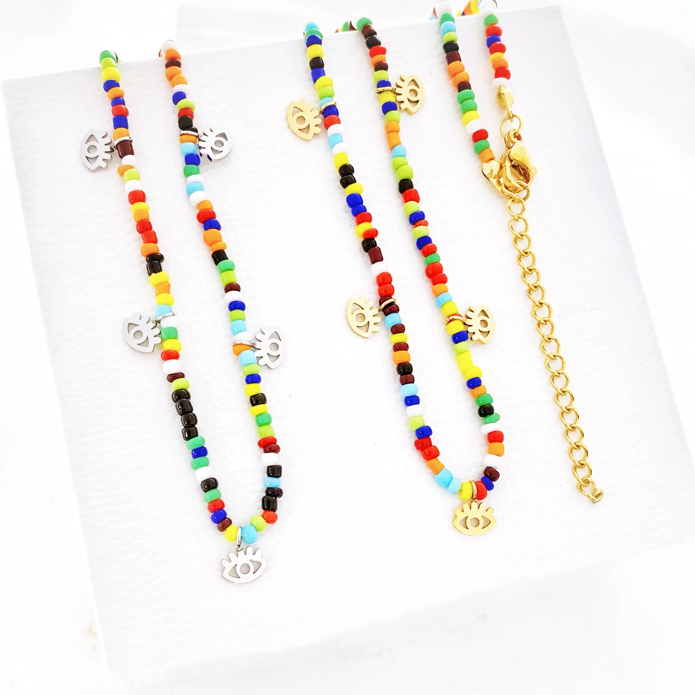 Stainless Steel Set Bohemian Vintage Colorful Beads Chain eyes Pendant Fashion Necklaces Jewelry For Women Elegant Accessories
Stainless Steel Set Bohemian Vintage Colorful Beads Chain eyes Pendant Fashion Necklaces Jewelry For Women Elegant Accessories
