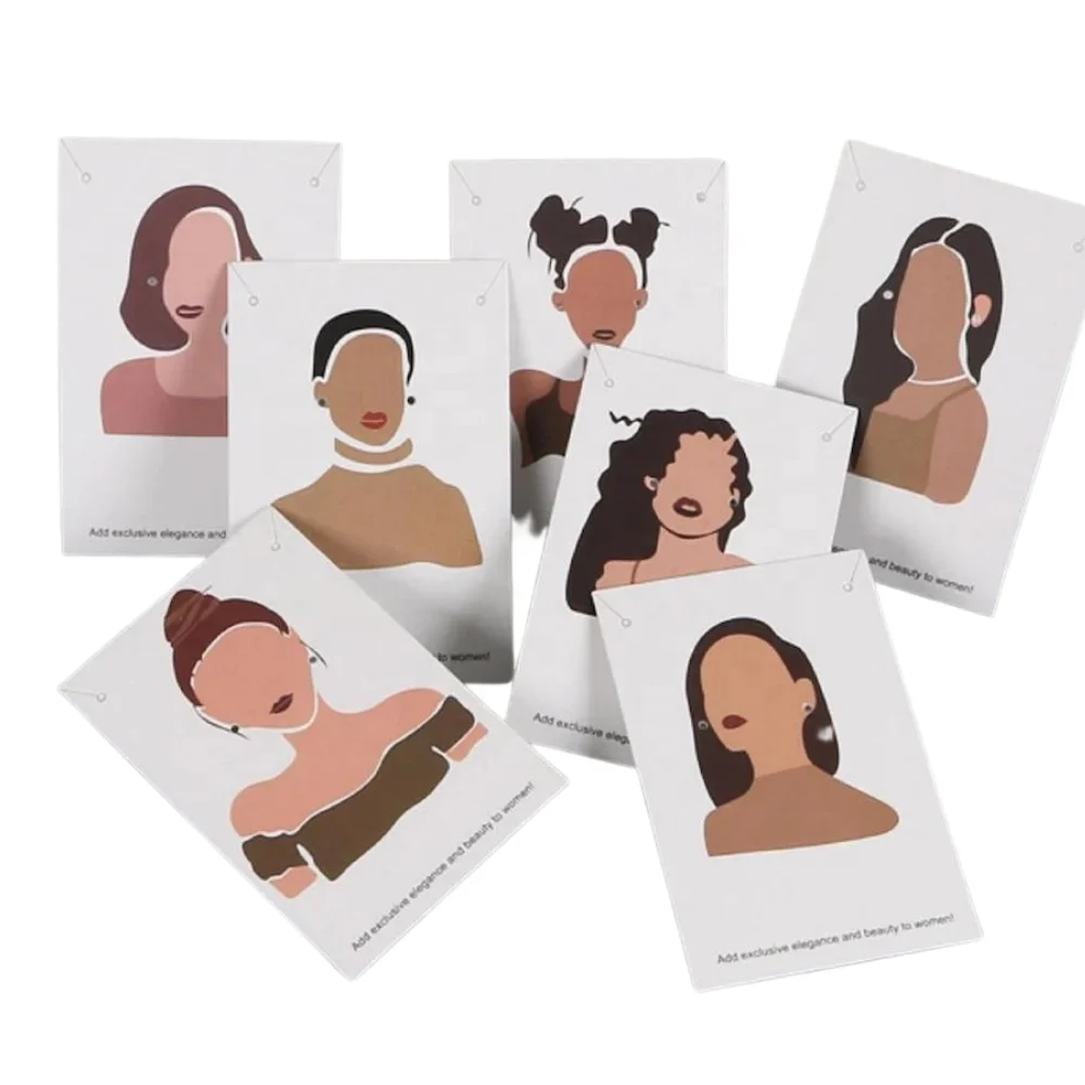 Woman Portrait logo printed cardboard packaging earring card Jewelry Display Card necklaces tag
Woman Portrait logo printed cardboard packaging earring card Jewelry Display Card necklaces tag