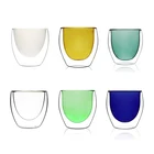 FDA Recycled Color Glass Recycled Vintage Color Design Latte Double Wall Glass Coffee Cup