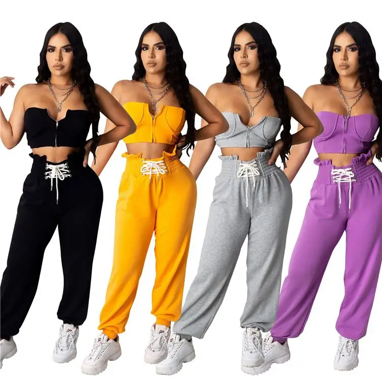 M10439 2020 womens fashion Spring and summer home wear casual tube top solid color fungus strap casual suit
M10439 2020 womens fashion Spring and summer home wear casual tube top solid color fungus strap casual suit
