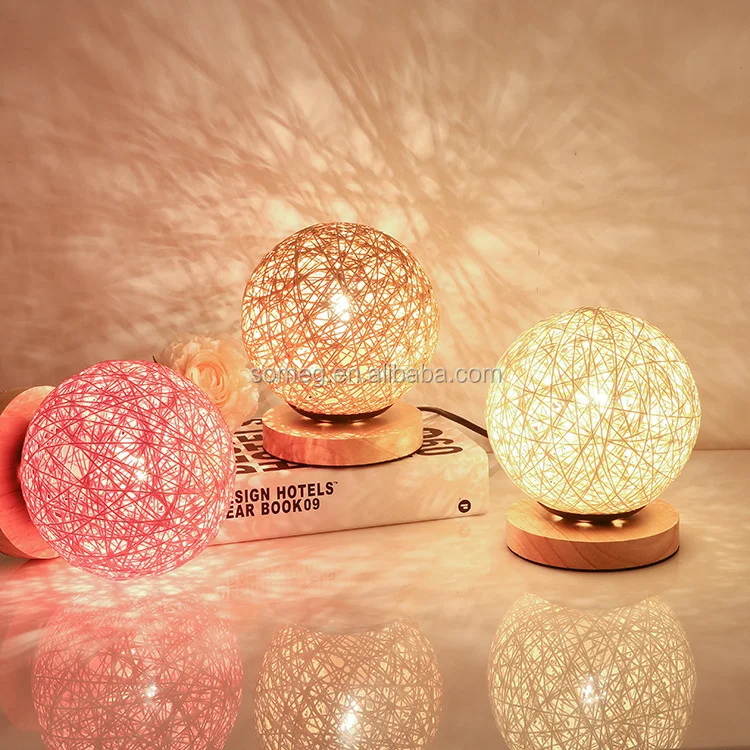 Rattan ball bedside Lamp
