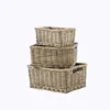 Set of 3 natural grey wash maize storage bins willow basket with handles